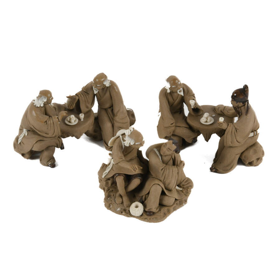 Grouping of 3 Clay Mudmen Statues-8