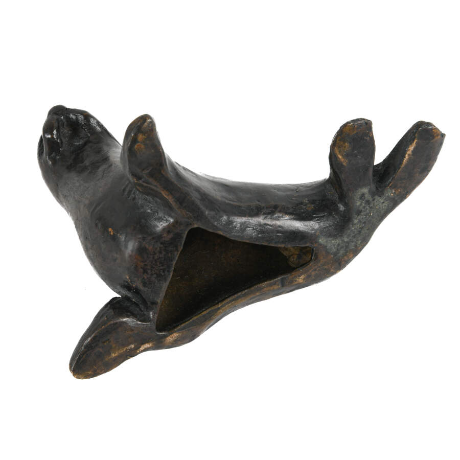 Bronze Reclining Seal Signed Bronze Figure-8