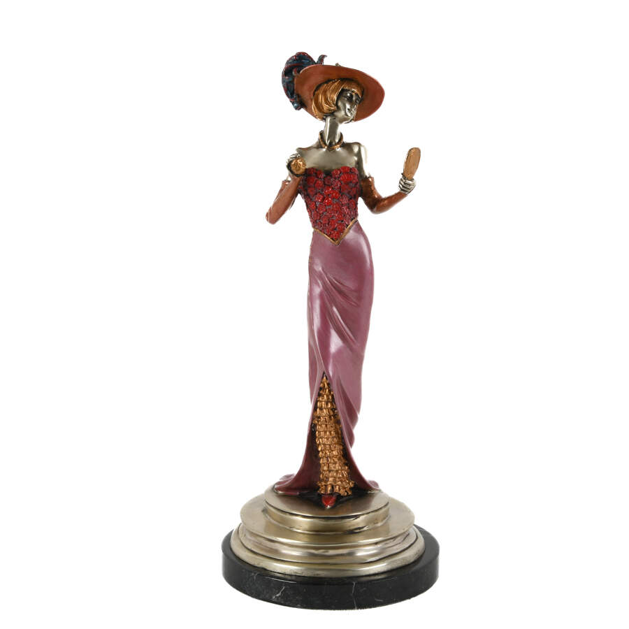 Art Deco-Style Bronze Statue of a Woman on Base-1