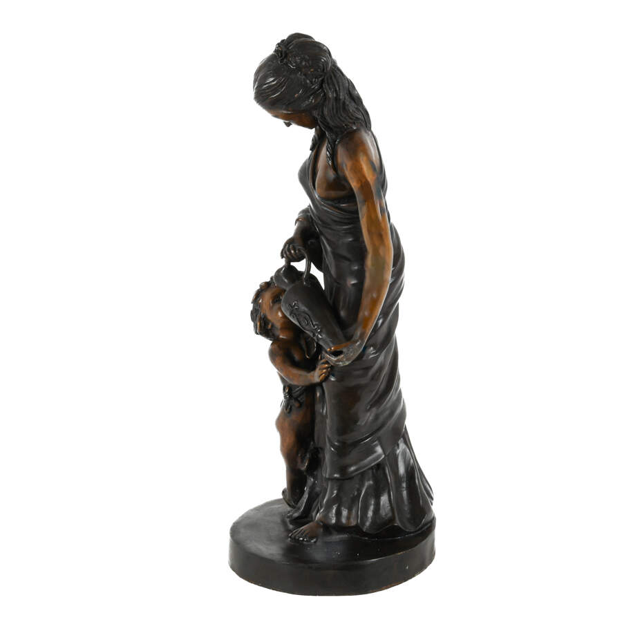 Vintage Neoclassical Bronze "A Quick Drink" Sculpture After Louis Sauvageau-2