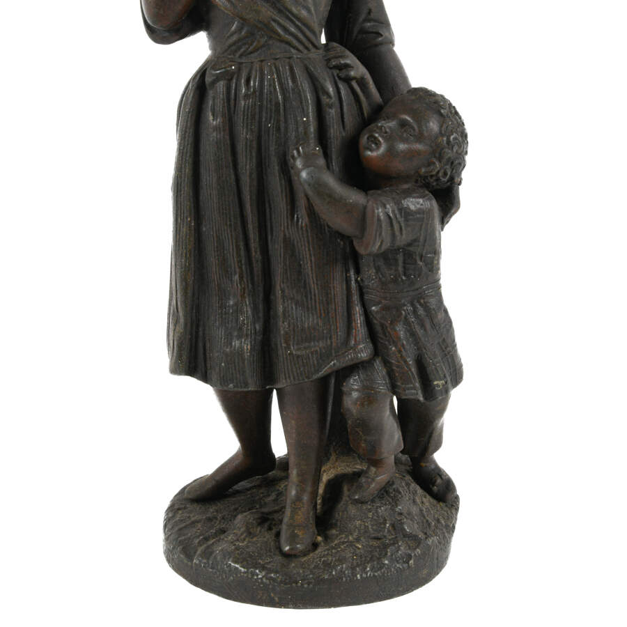 Antique Grouping of Two Bronze Statues of a Farming Family-10