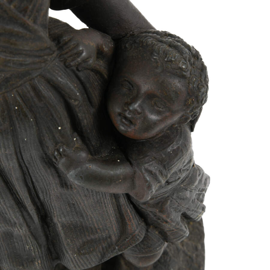 Antique Grouping of Two Bronze Statues of a Farming Family-9
