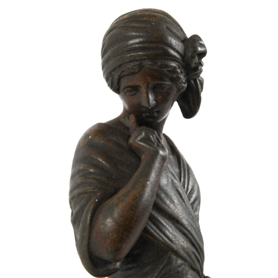 Antique Grouping of Two Bronze Statues of a Farming Family-8