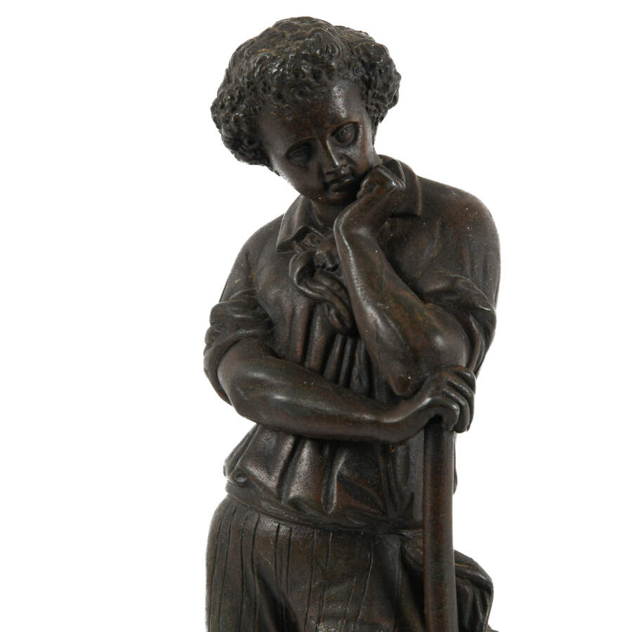 Antique Grouping of Two Bronze Statues of a Farming Family-5