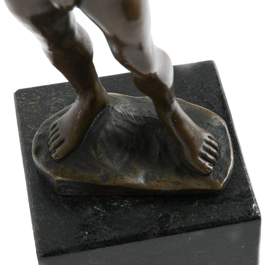 Antique Signed More David Metal Man with Bow on Marble Base-13