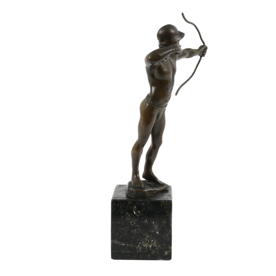 Antique Signed More David Metal Man with Bow on Marble Base-11