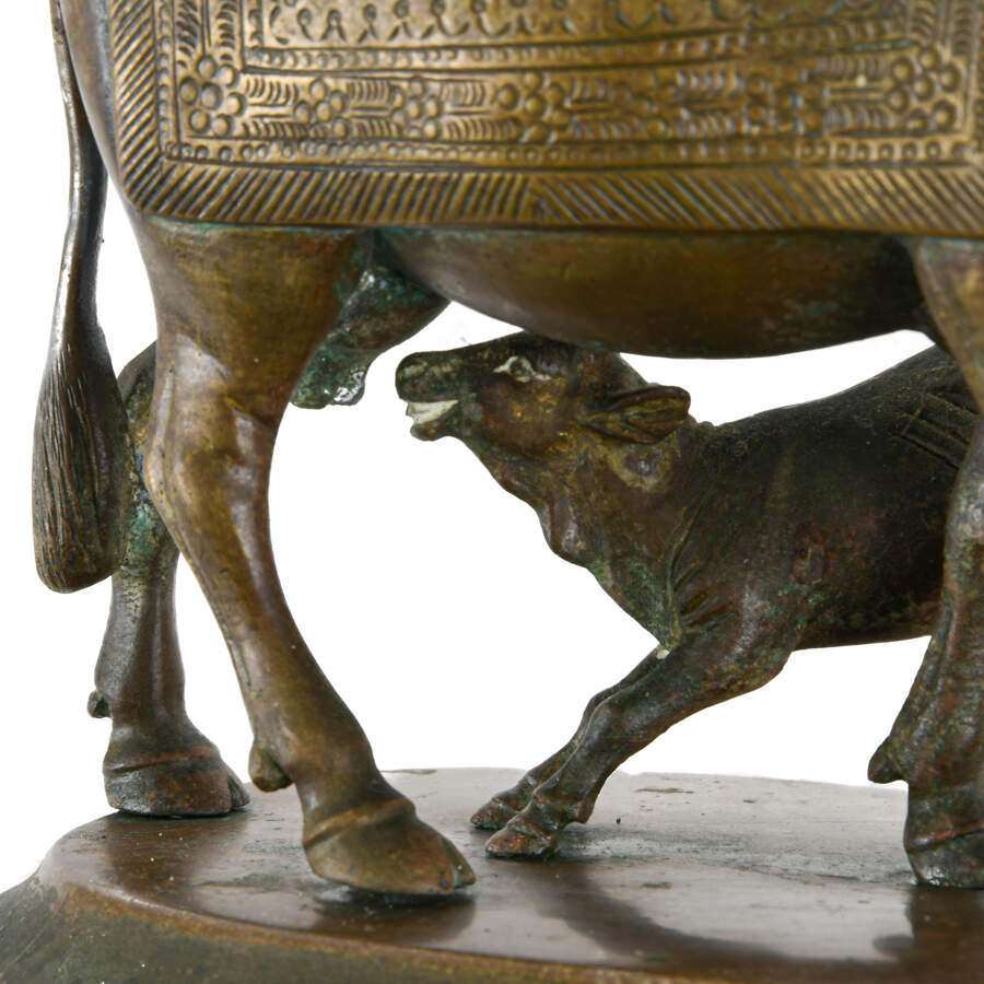 Metal Cow and Calf Sculpture-7
