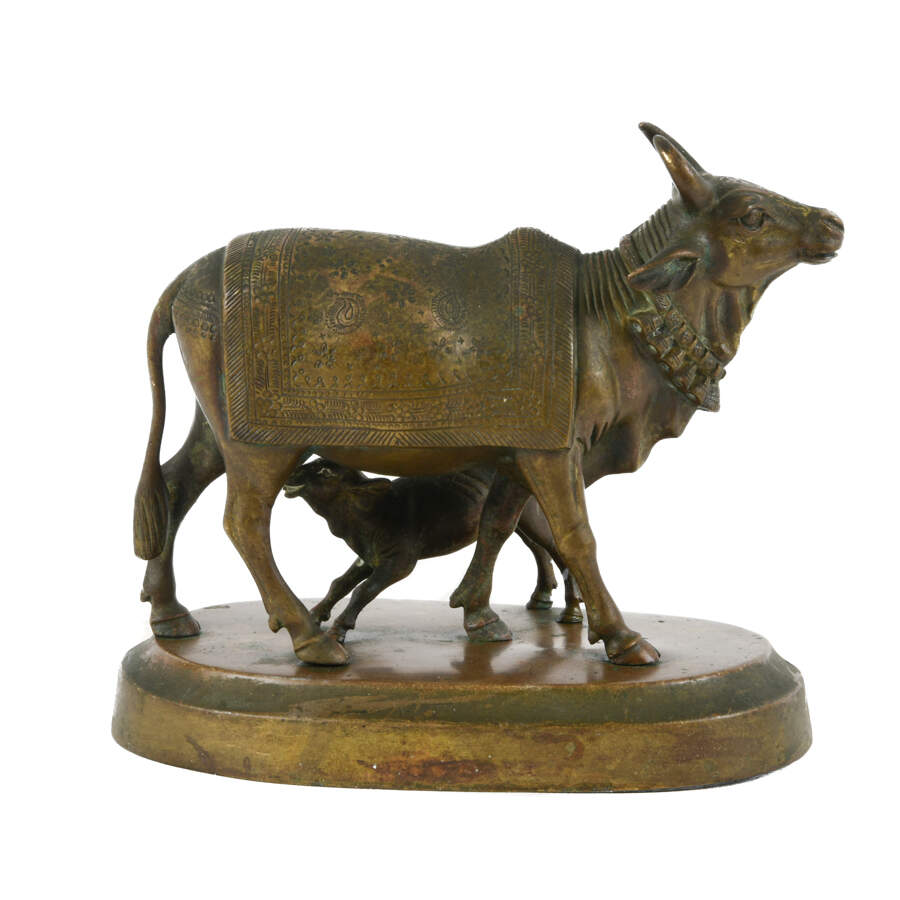 Metal Cow and Calf Sculpture-4