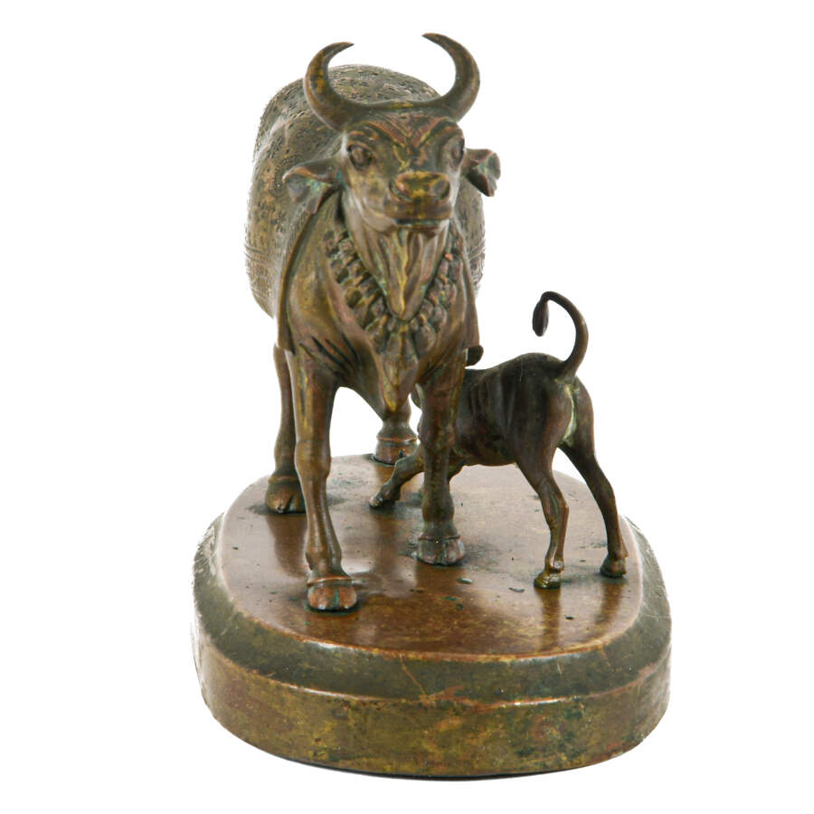 Metal Cow and Calf Sculpture-3