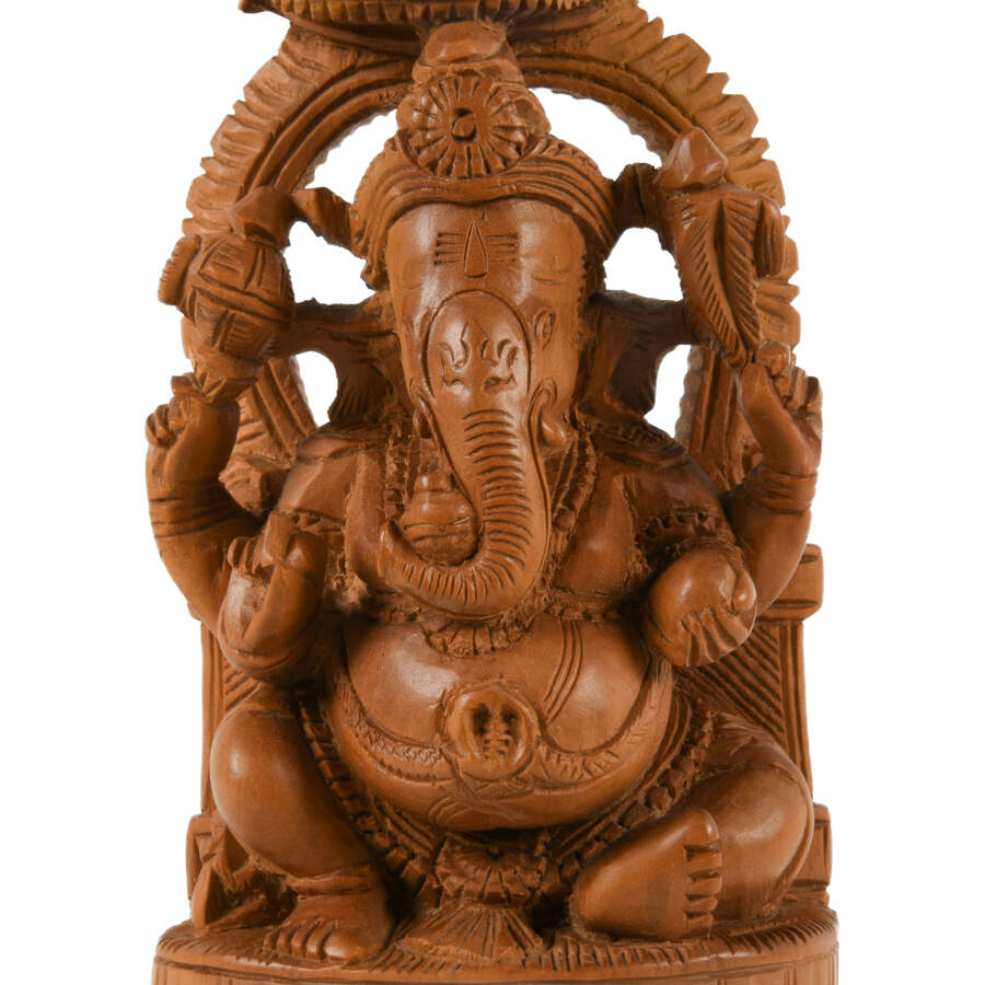 Antique Wooden Four-Armed Ganesha Statue-6