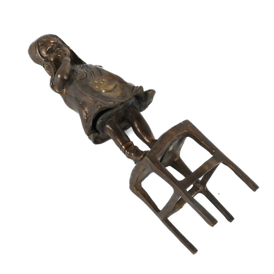 Bronze Sculpture Girl on a Stool After Juan Clara Betta-5