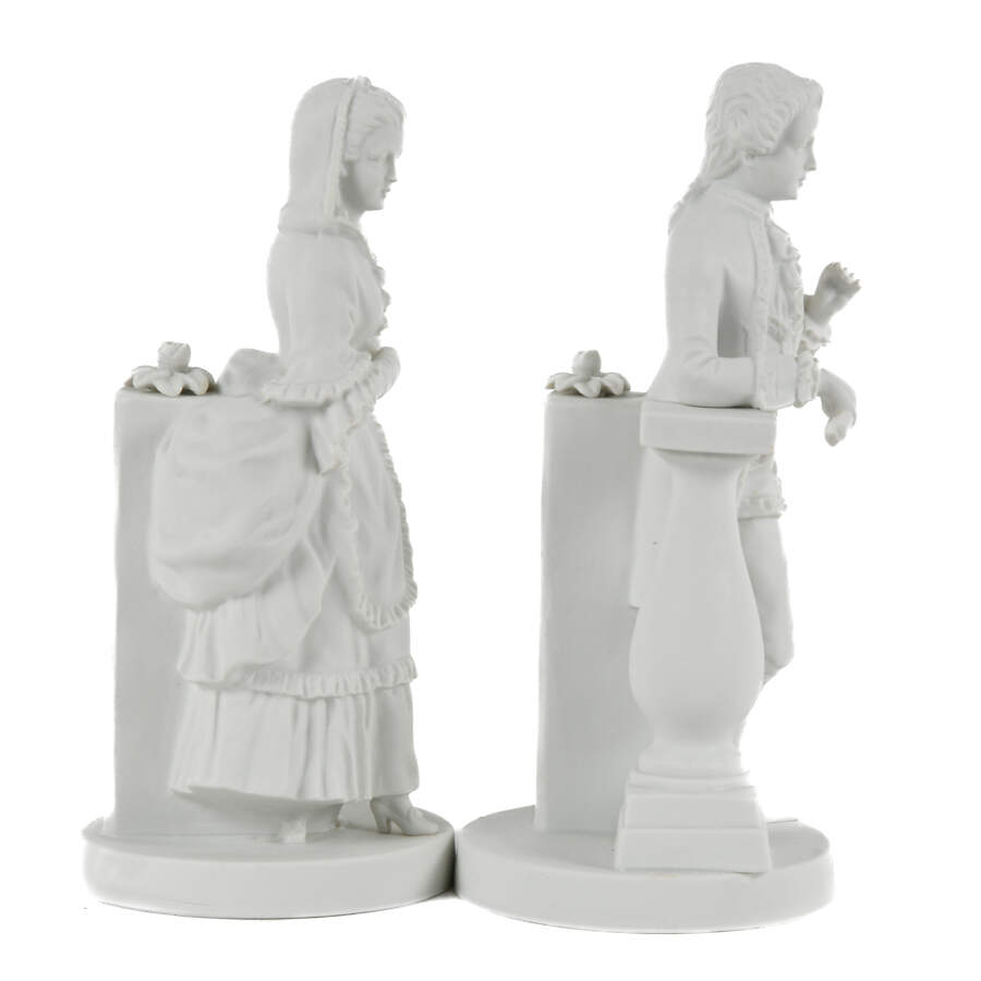 Antique Pair of Bisque Porcelain Figures-4