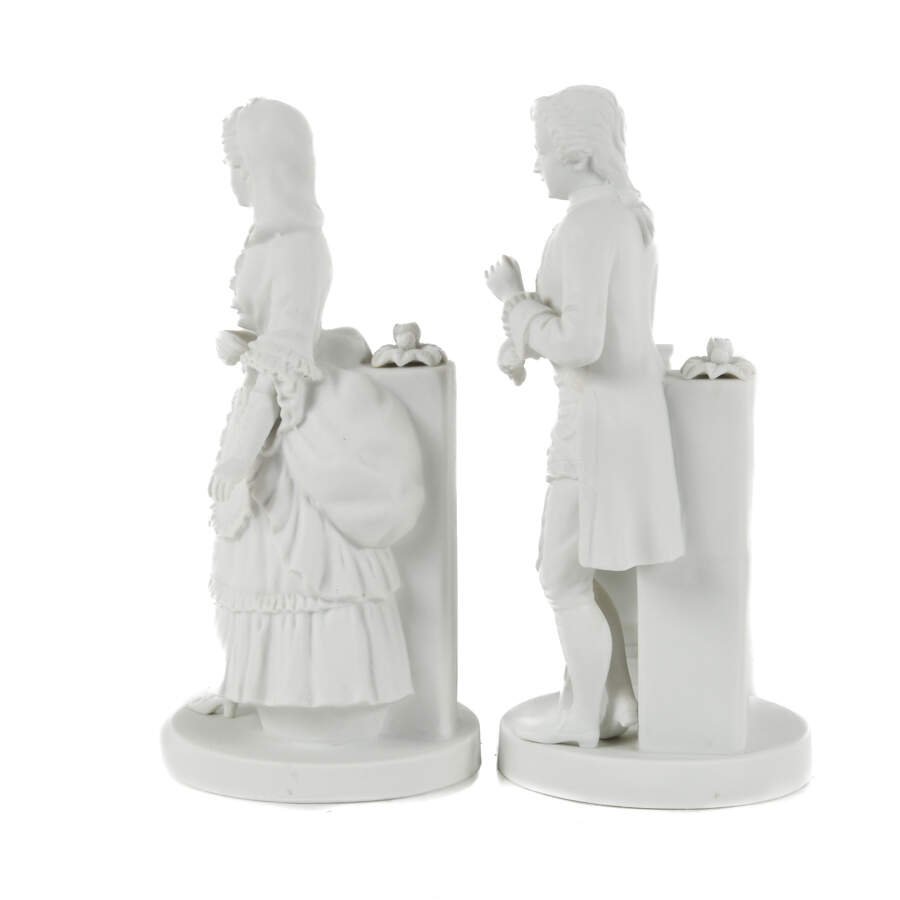 Antique Pair of Bisque Porcelain Figures-2