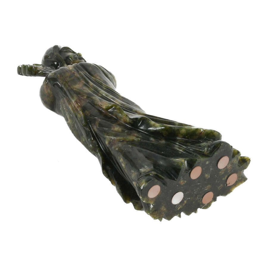 Antique Carved Spinach Jade Shou Xing Figure-6