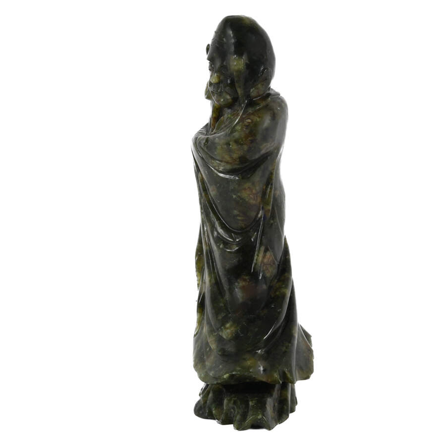 Antique Carved Spinach Jade Shou Xing Figure-2
