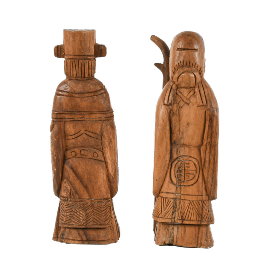 Pair of Hand-Carved Wood Chinese Wisemen-3