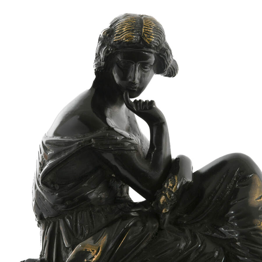 Antique Cast Metal "The Pensive Maiden" Figure-5