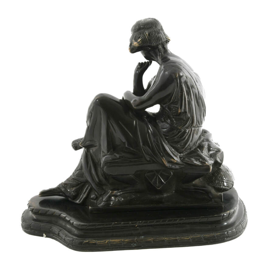 Antique Cast Metal "The Pensive Maiden" Figure-3