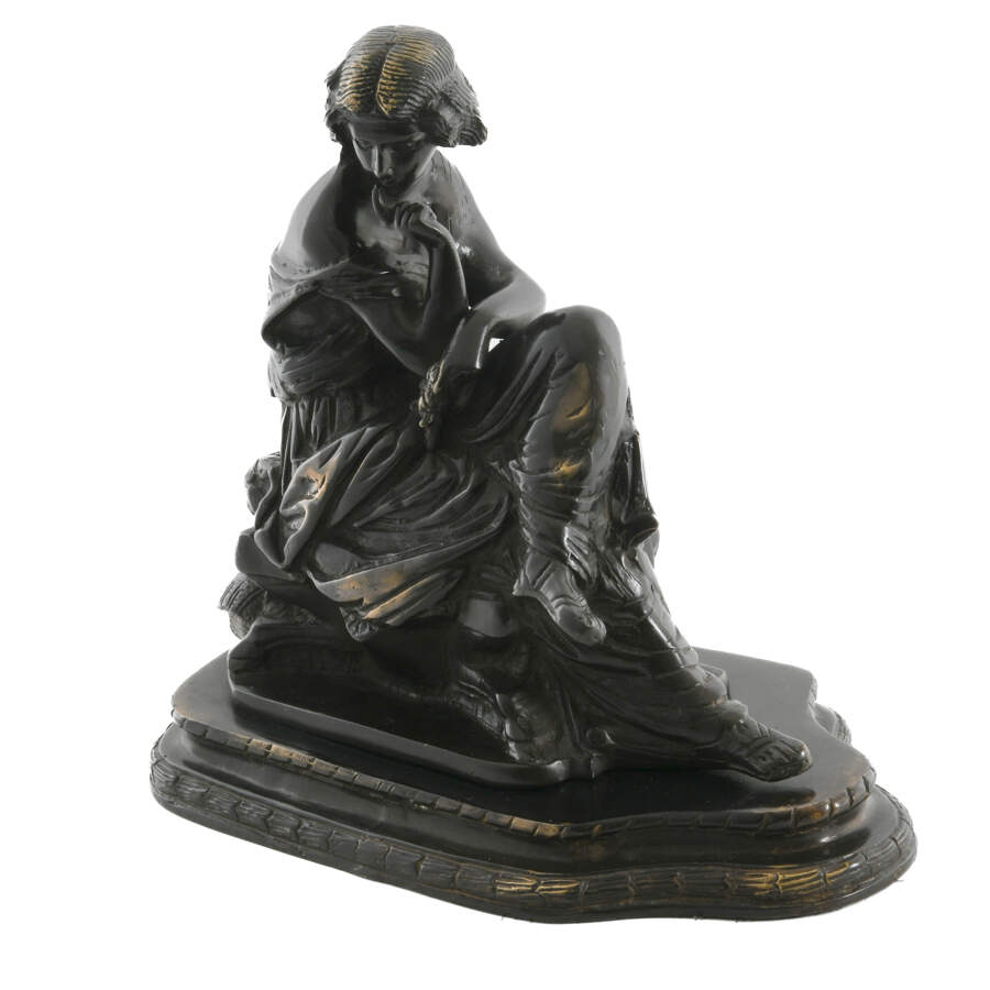 Antique Cast Metal "The Pensive Maiden" Figure-2