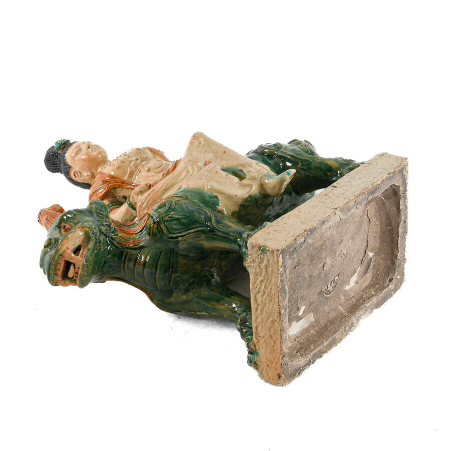 Chinese Glazed Ceramic Emperor on Horse Figurine-6