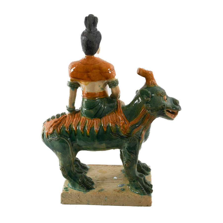 Chinese Glazed Ceramic Emperor on Horse Figurine-3