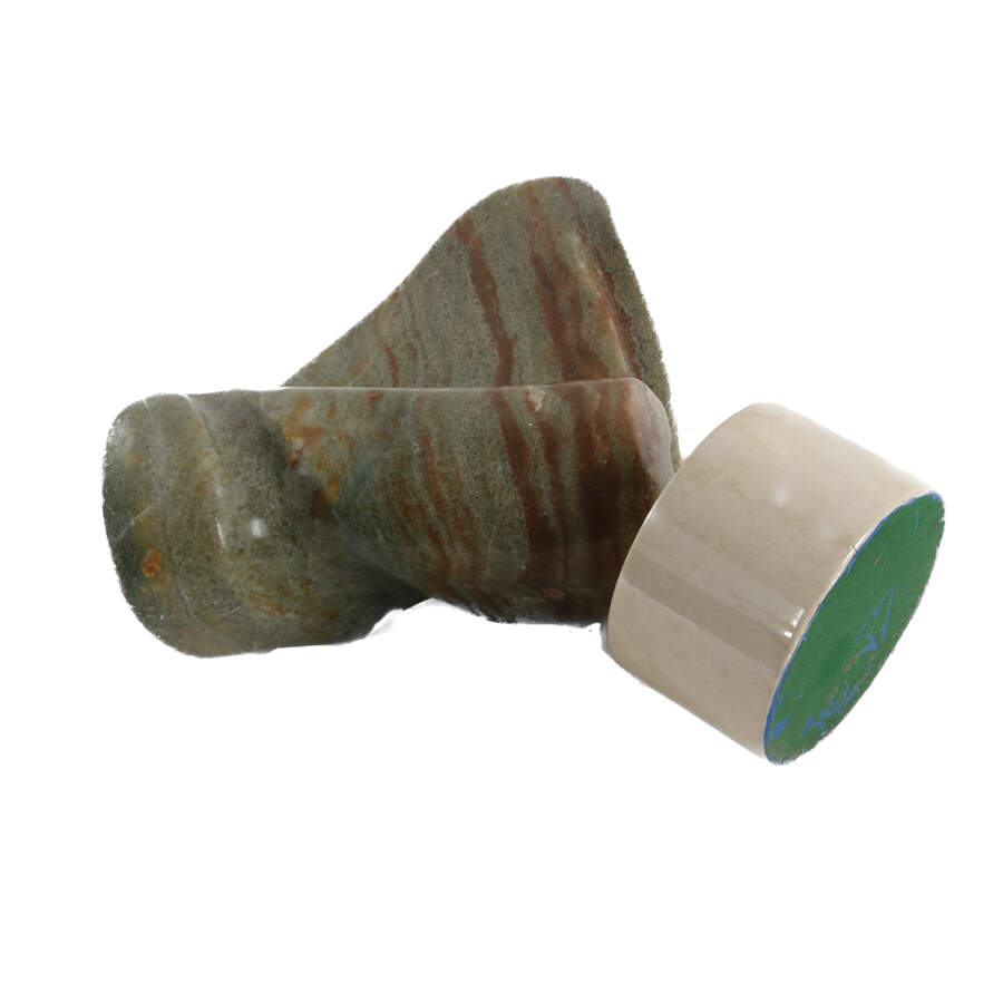 Hand-Carved Green Alabaster Abstract on Base-5