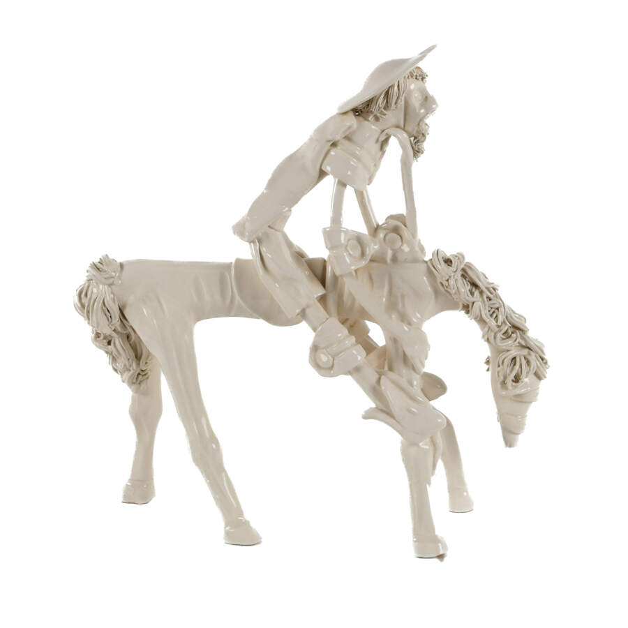 Ceramic Don Quixote and Horse Glazed Sculpture-4