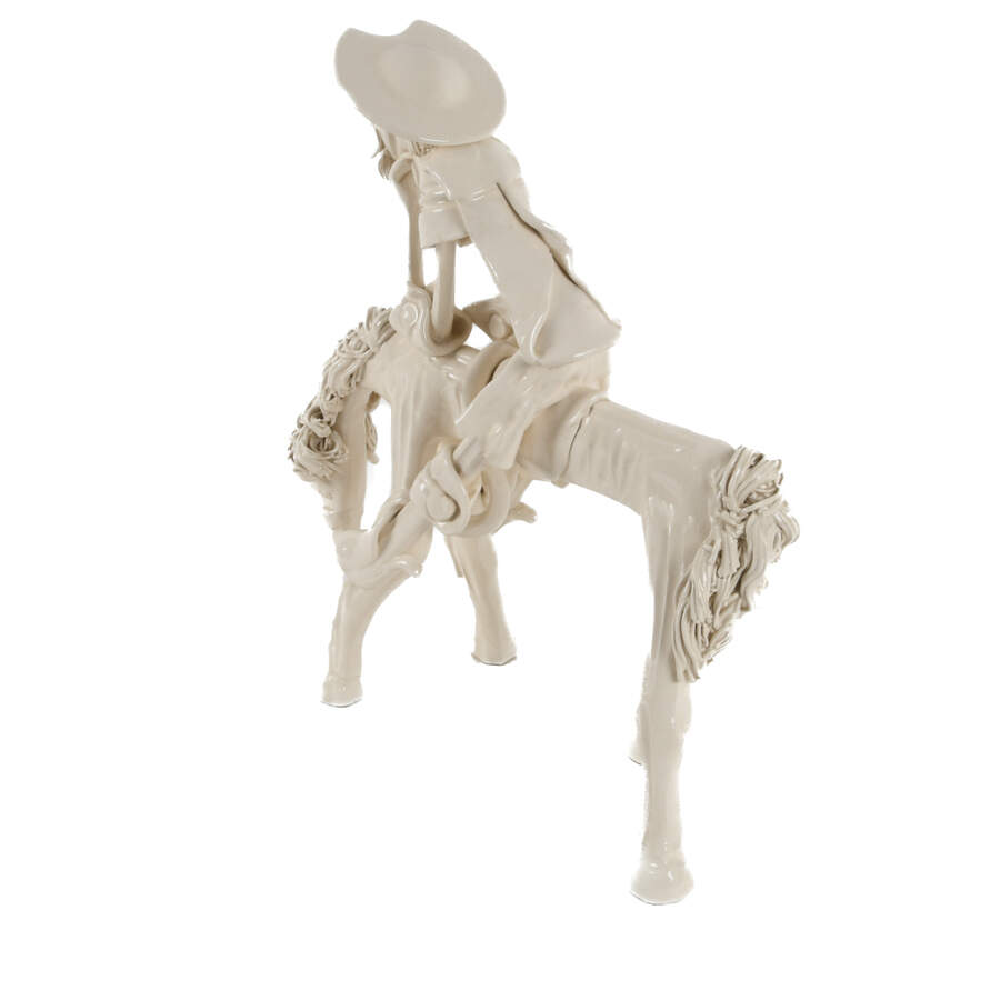 Ceramic Don Quixote and Horse Glazed Sculpture-3