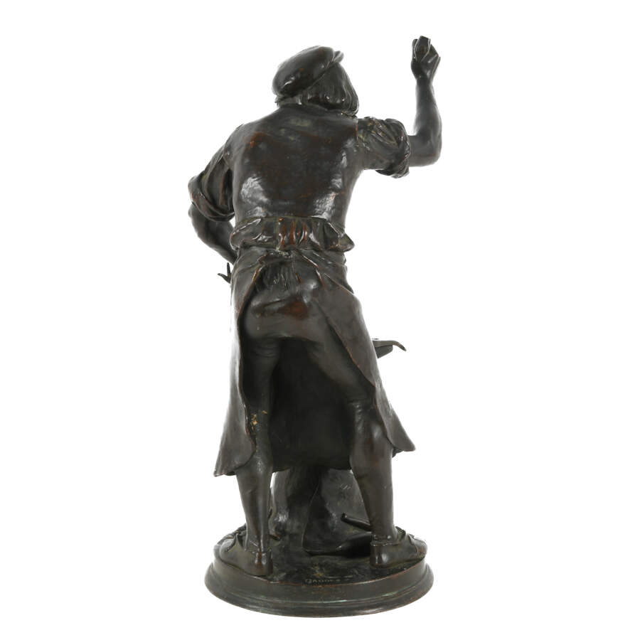 Antique Bronze Blacksmith Sculpture by Adrien Etienne Gaudez-4