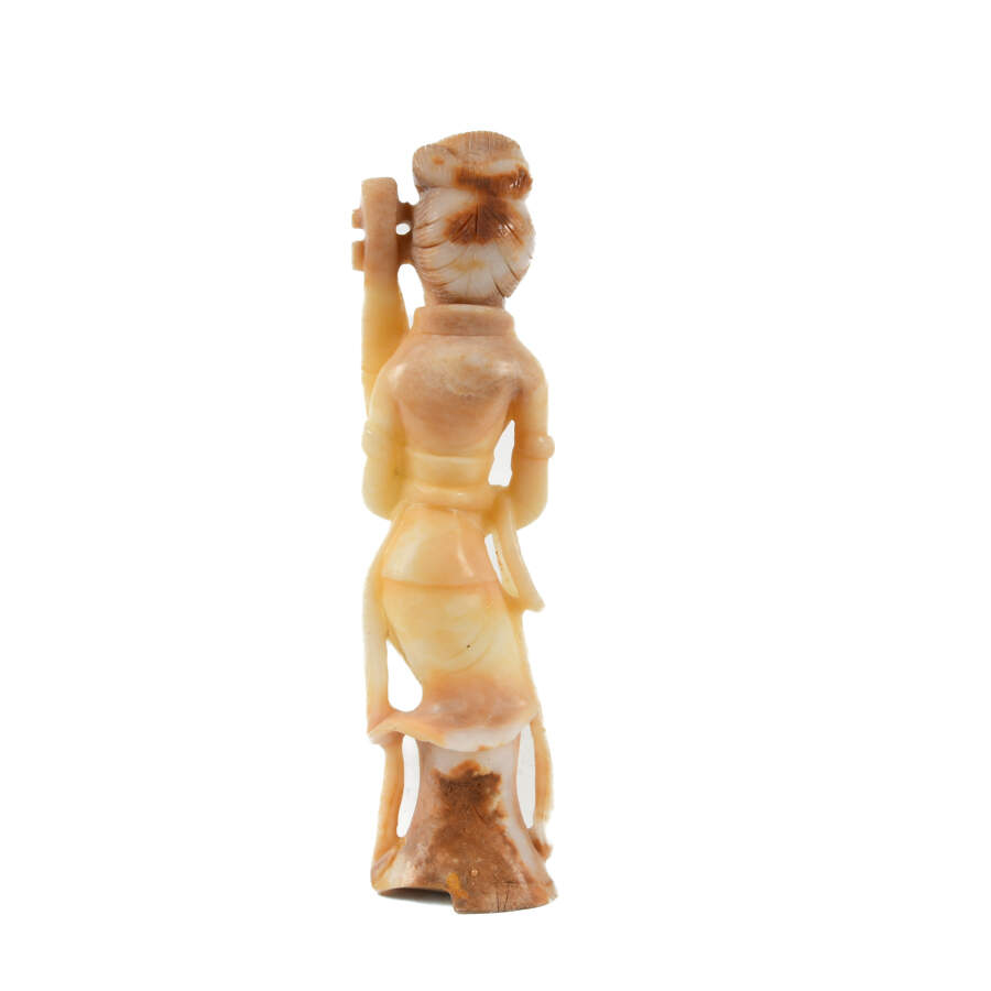 Antique Stone Carved Chinese Classical Woman Holding Pipa-3