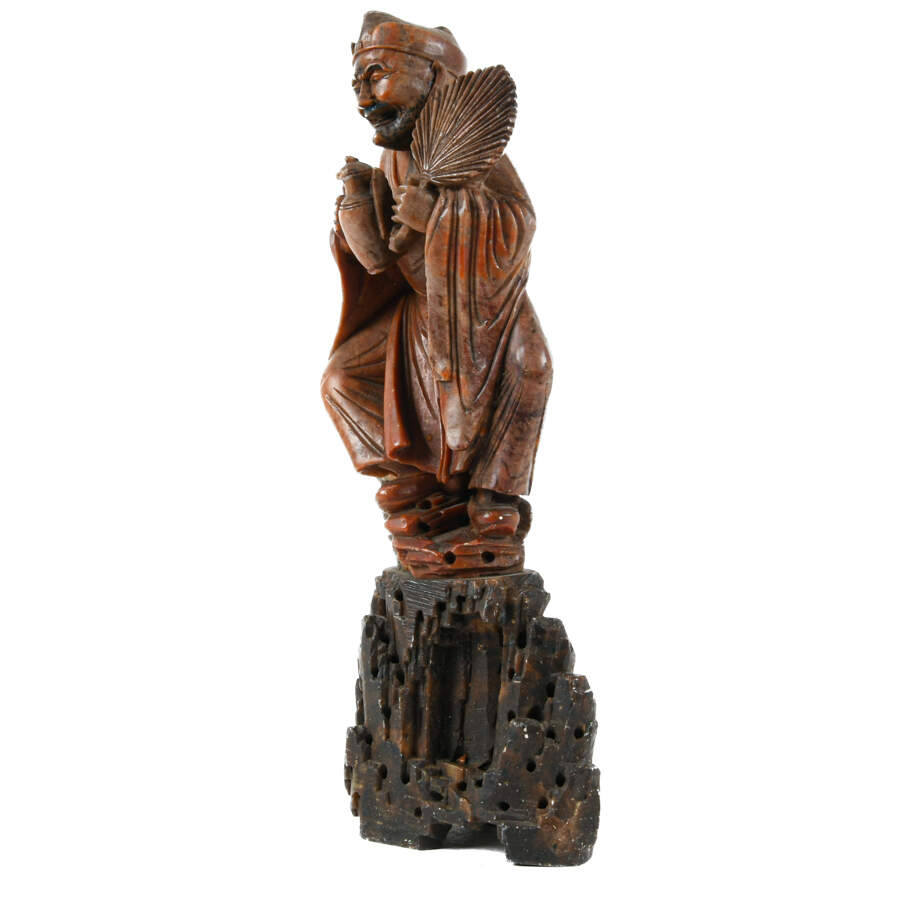 Carved Soapstone Ji Gong Buddhist "Mad Monk" Statue-2