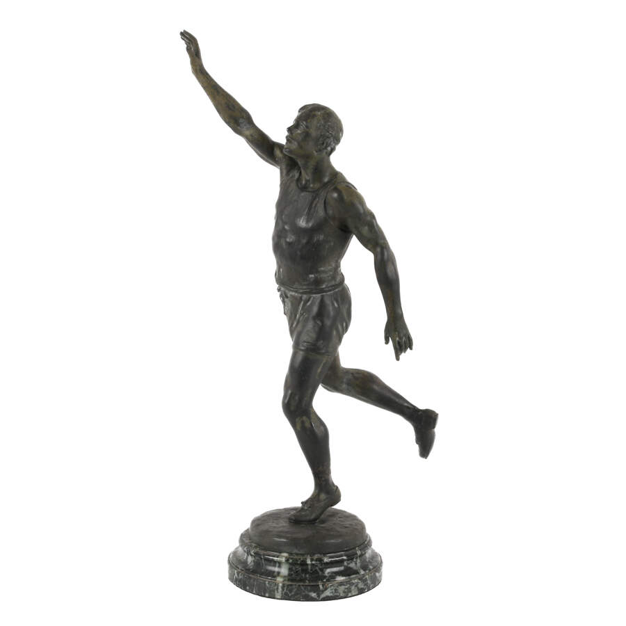 Signed Émile-Nestor Carlier Spelter Sportsman Statue-3
