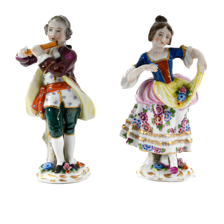 Antique Pair of 19th-Century Royal Vienna Porcelain Figures-1