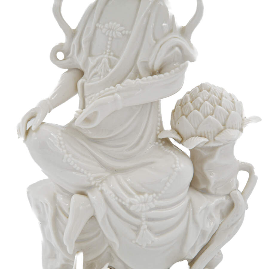 Blanc-De-Chine Quan Yin Porcelain Statue-5