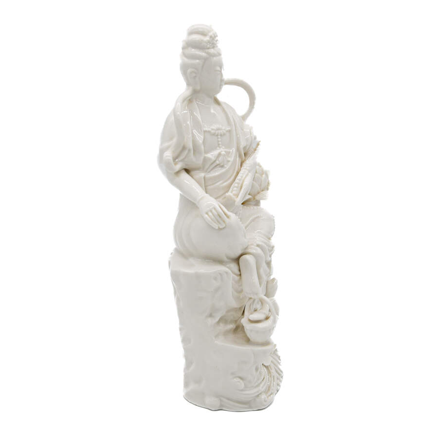 Blanc-De-Chine Quan Yin Porcelain Statue-3