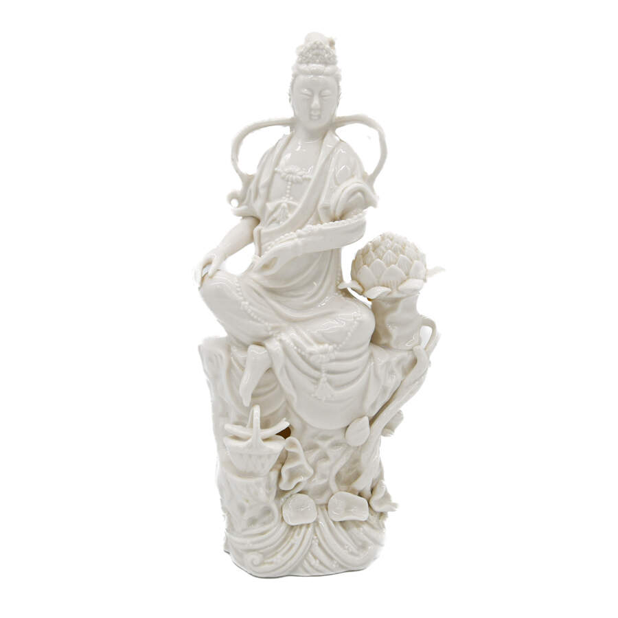 Blanc-De-Chine Quan Yin Porcelain Statue-1
