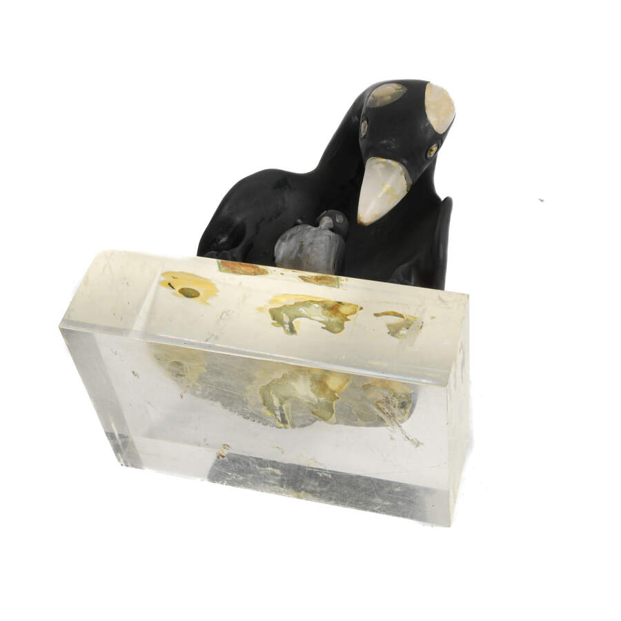 Penguin Mother and Baby Penguin Sculpture Signed "Snowbirds - Mechela 1979"-7