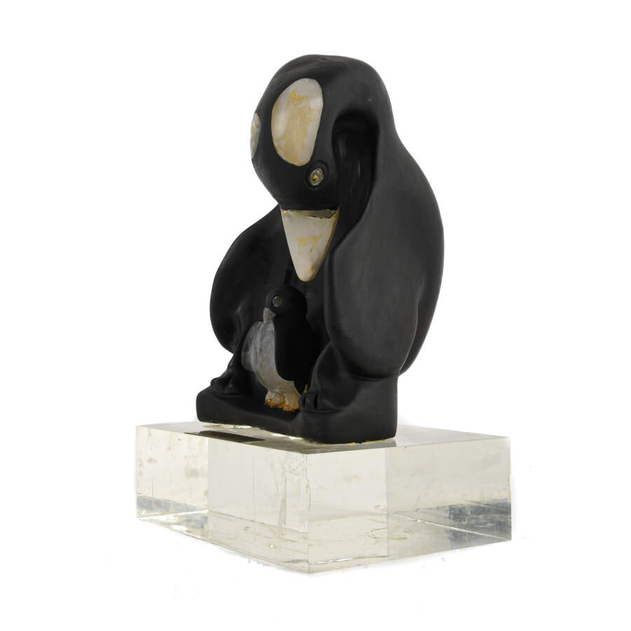 Penguin Mother and Baby Penguin Sculpture Signed "Snowbirds - Mechela 1979"-3