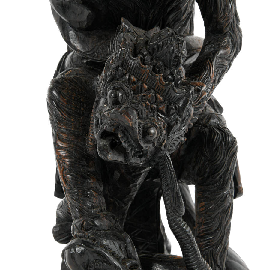 Hindu Hanuman Monkey God and Naga Wood Carving-6