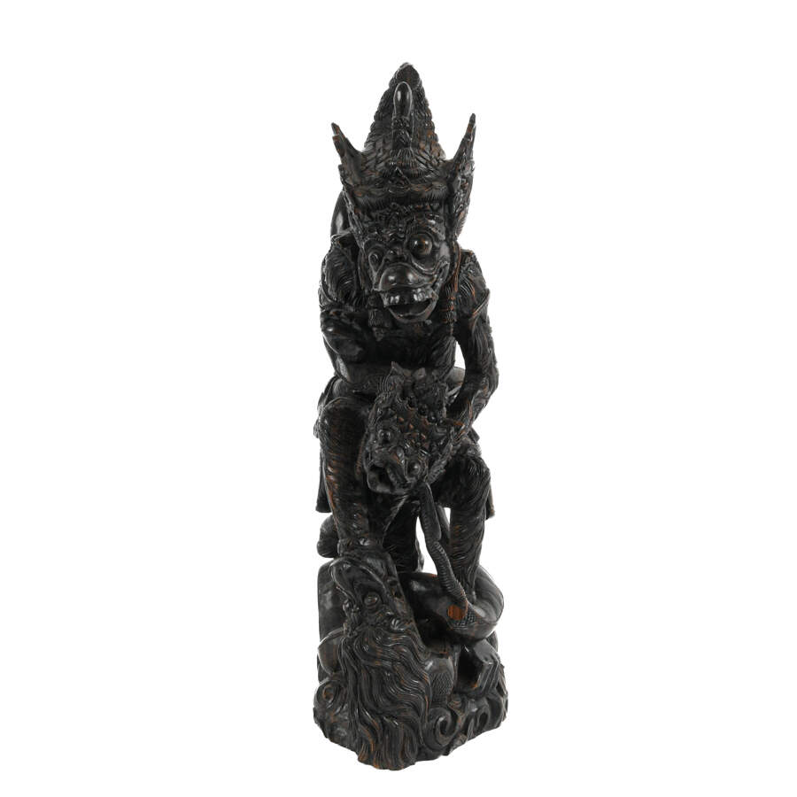 Hindu Hanuman Monkey God and Naga Wood Carving-3