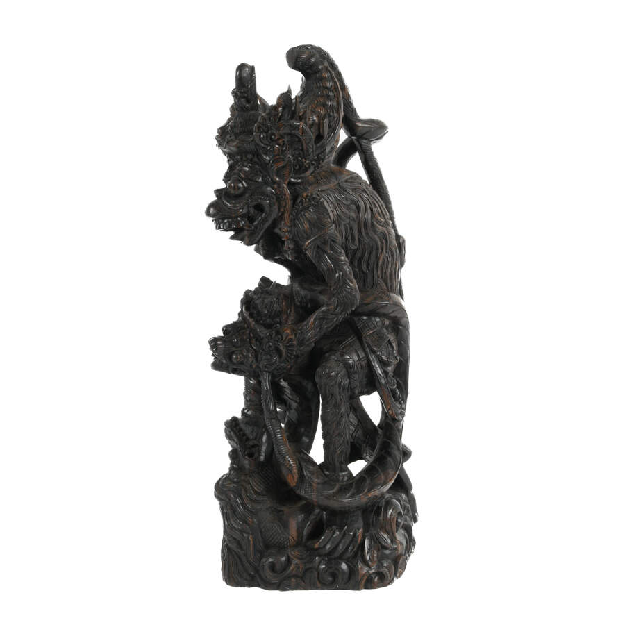 Hindu Hanuman Monkey God and Naga Wood Carving-2