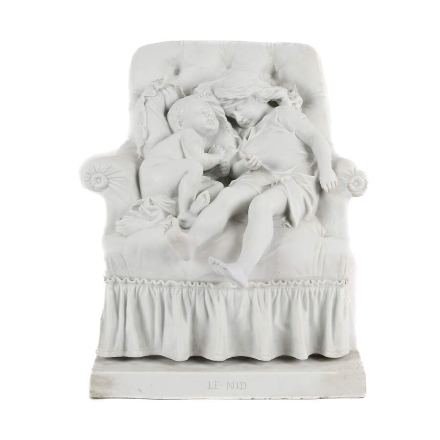 Antique Bisque Figural "Le Nid" by Aristide-Onésime Croisy-1