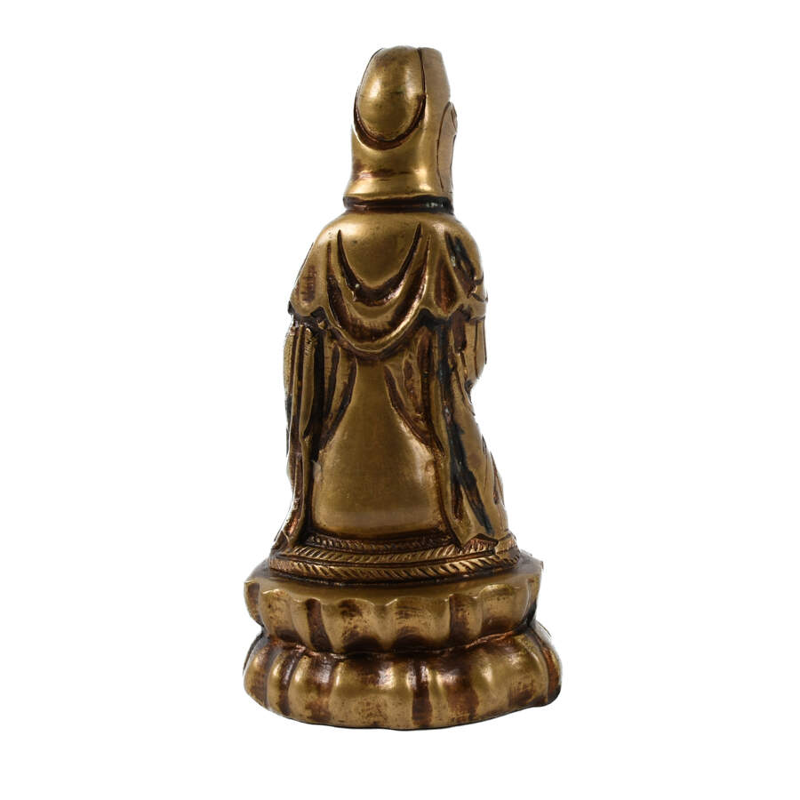 Gilt Bronze Seated Kwan-Yin Statue-5