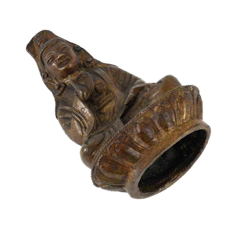 Bronze Tibetan Seated Kwan-Yin Buddha Figure-7