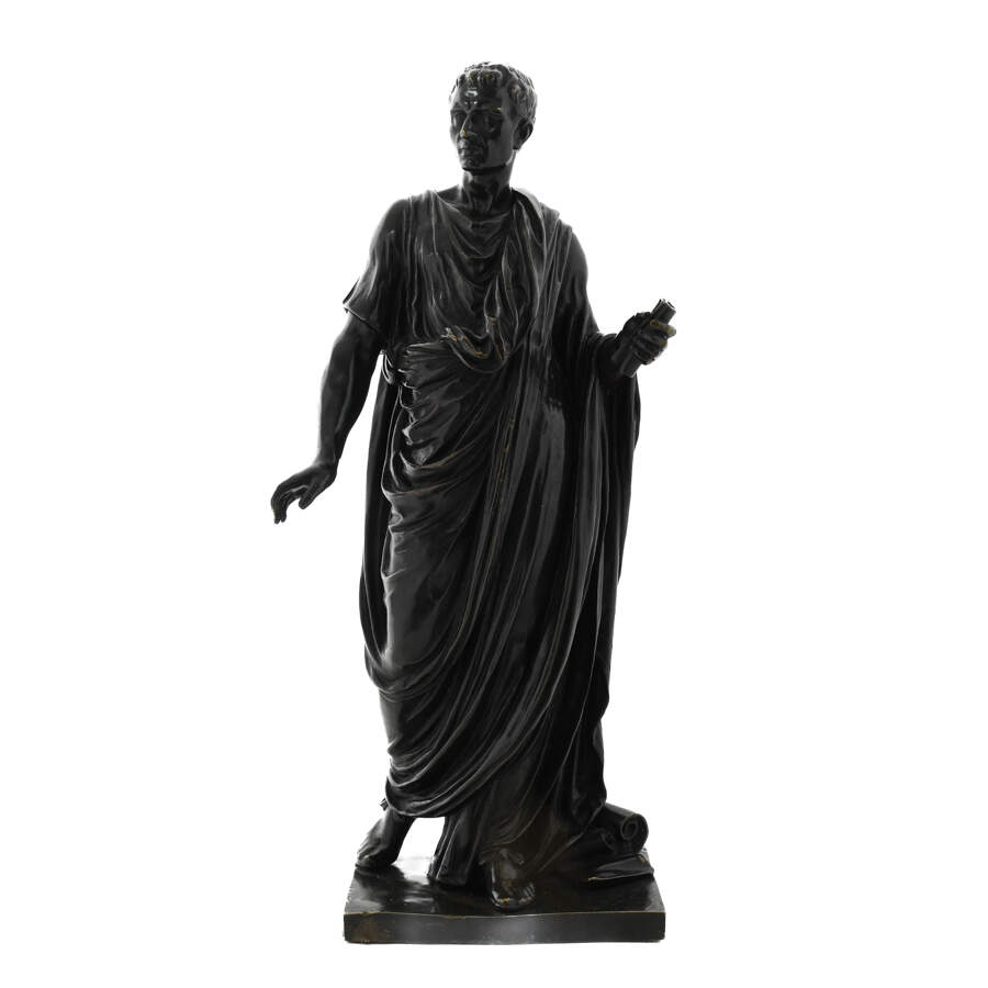 Antique French Bronze Sculpture Roman Emperor by Mathurin Moreau-1