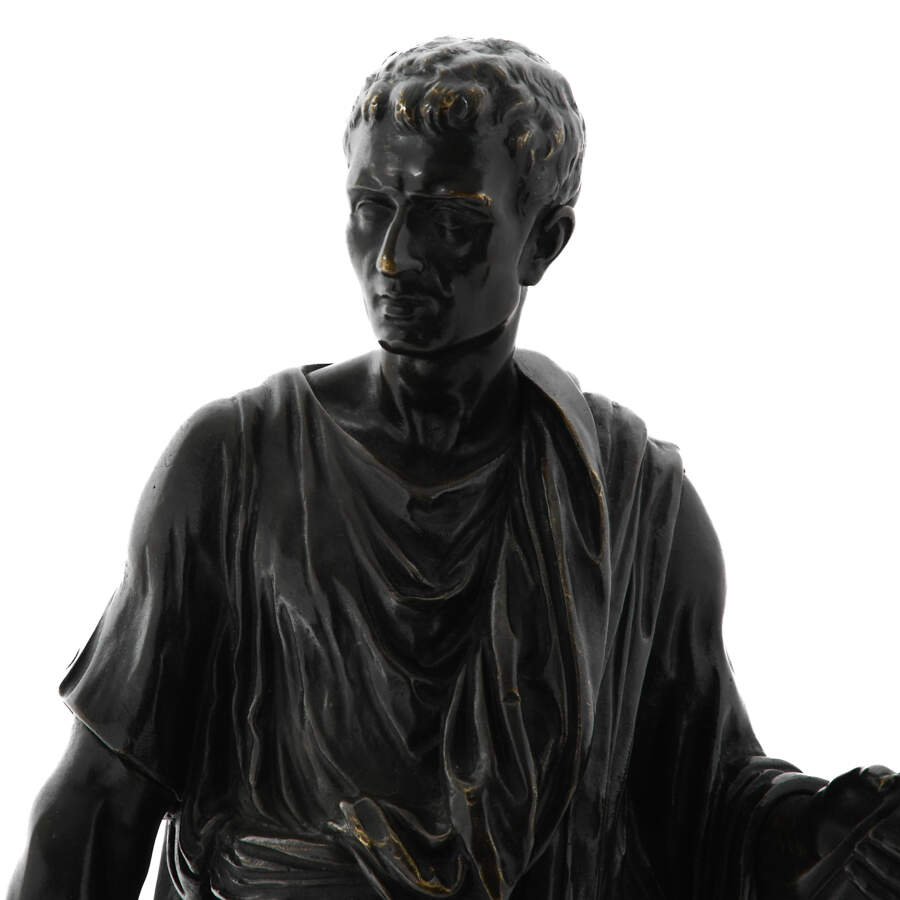 Antique French Bronze Sculpture Roman Emperor by Mathurin Moreau-2