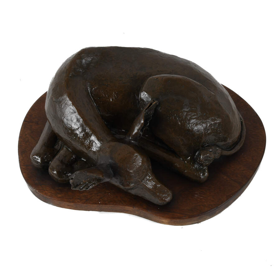 Bronze Resting Deer on Base Sculpture-5