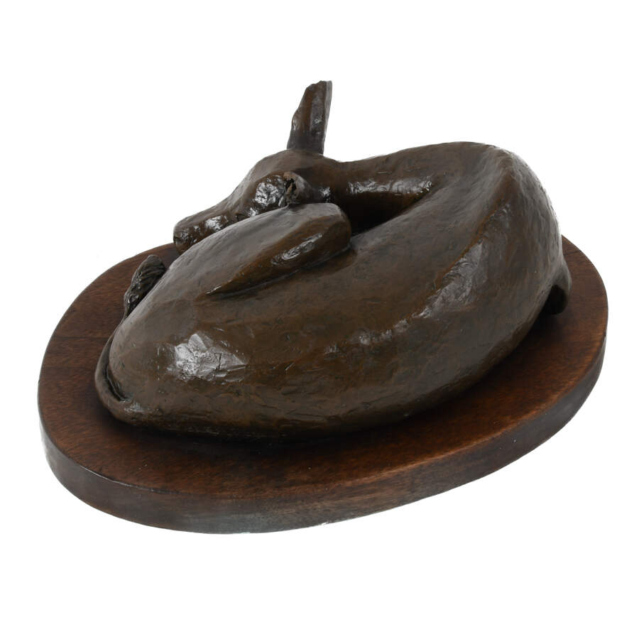 Bronze Resting Deer on Base Sculpture-4
