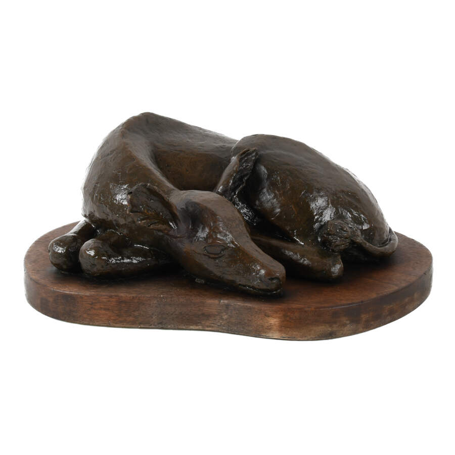 Bronze Resting Deer on Base Sculpture-1