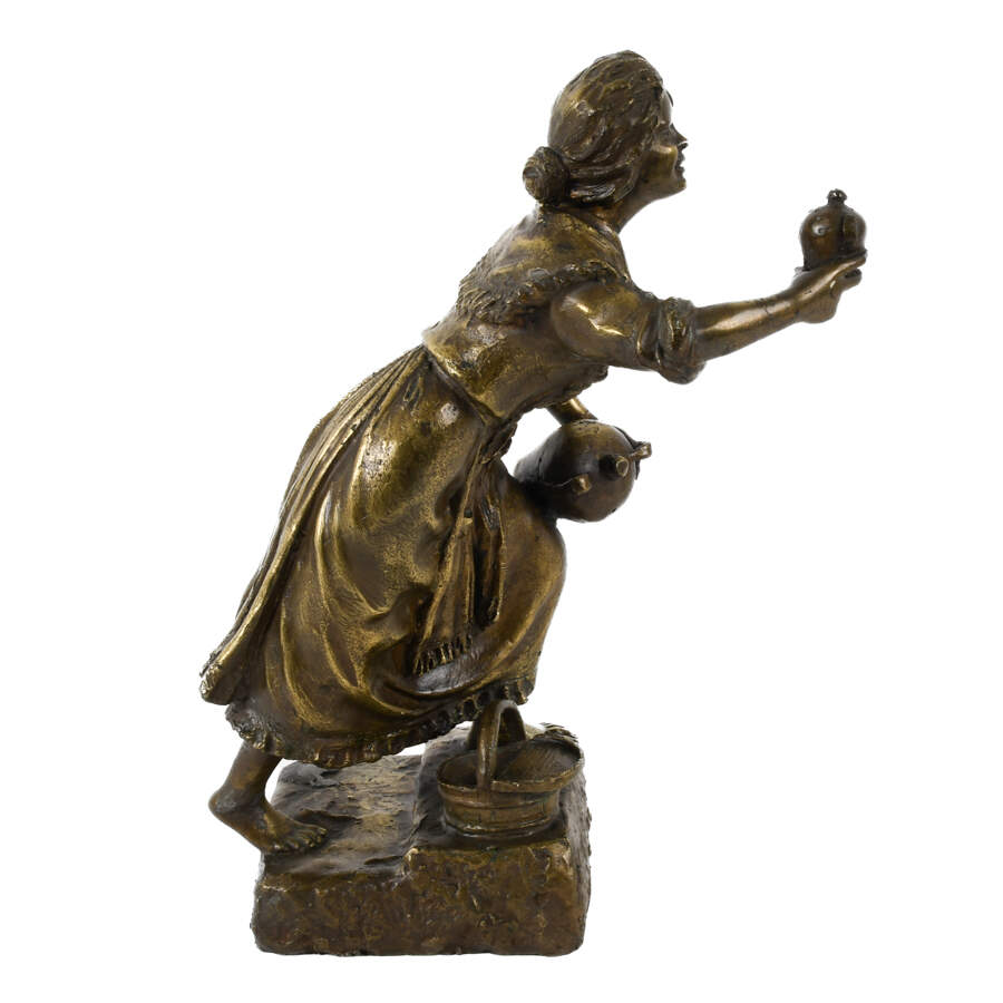 Continental Bronze Sculpture of a Peasant Lady-6